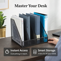 4 Tier Letter Tray, Metal Mesh Desktop Organiser for Office Storage, Stackable Paper for Desk, Document File Holder