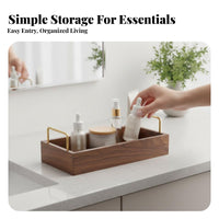 Wooden Valet Tray Natural Wood Grain Nightstand organizer Elegant Design for Bedroom