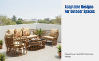 Outdoor Rattan Sofa, Garden Patio Furniture, Waterproof & Sun-Resistant, Modern Wicker Couch, Aluminum Frame