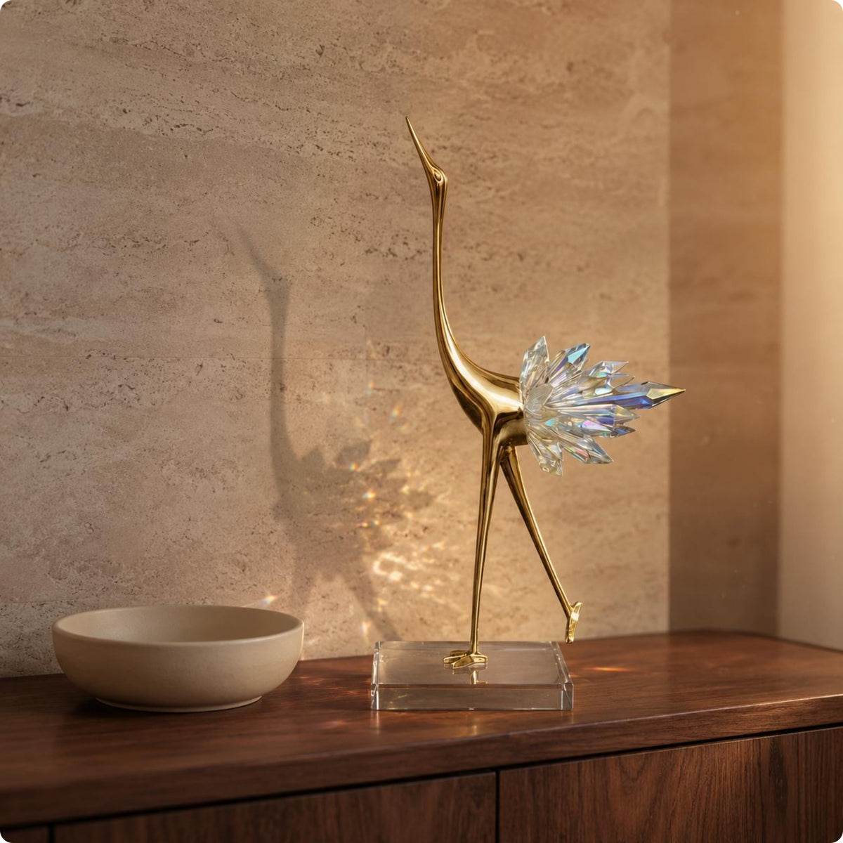 Faceted Wing Bird Ornament Faceted Bird Home Decoration Clear Acrylic Base Home Decor