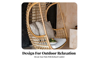 Rattan Hanging Chair for Yard, Porch, Oval Design