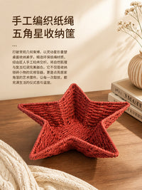 Handmade Rope Woven Star Storage Basket Tray for Coffee Table, Living Room, Dining Table