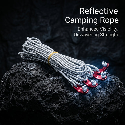 Camping Tent Accessories with Reflective Guy Ropes, Aluminum Alloy Pegs, Adjustable Poles for Outdoo - Image 2