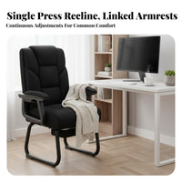 Padded Sled Base Chair Reclining Backrest Guest Seating Linkage Armrests