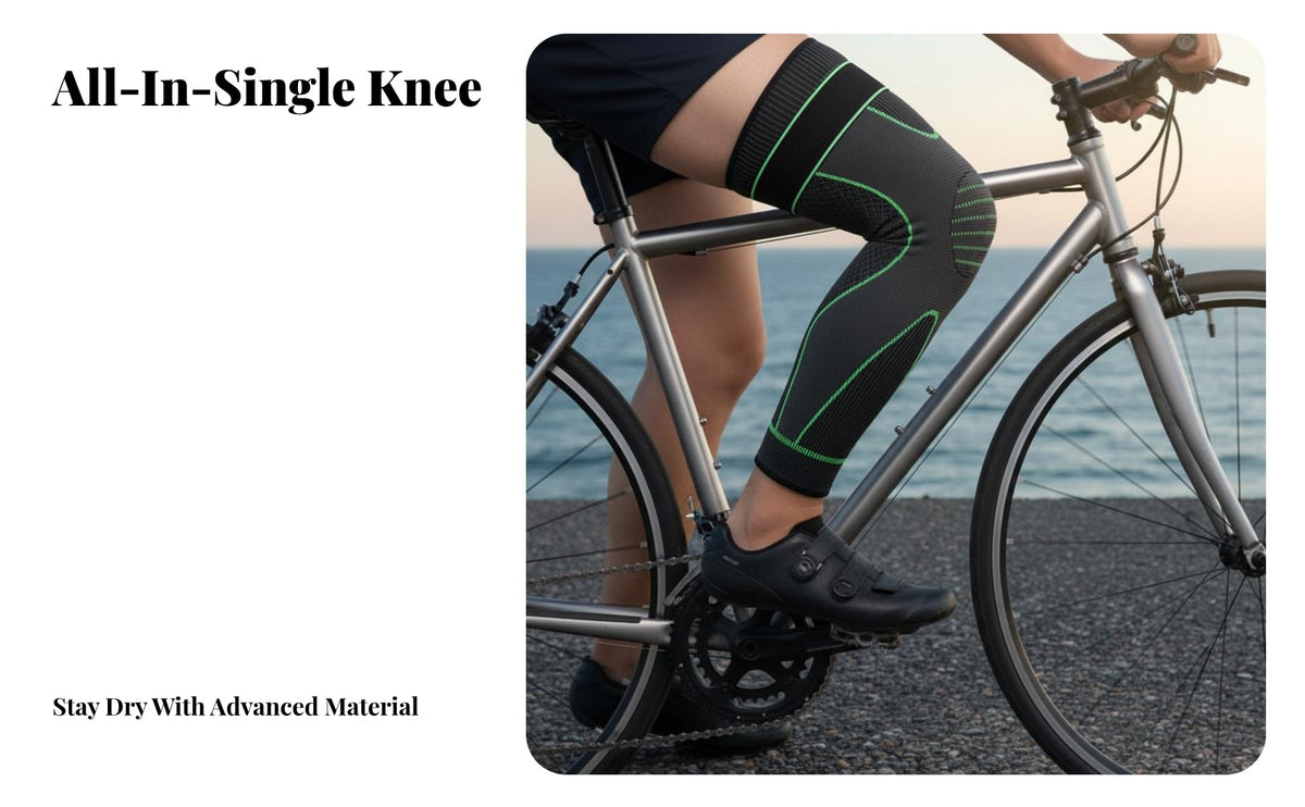 Long Knee Brace Breathable Material Long Knee Support Brace Thigh Calf Support Sleeve Non-Slip Design Knitted Compression Sleeve