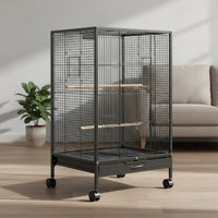 Metal Bird Enclosure Wooden Perches Wire Bird Enclosure Food Boxes
