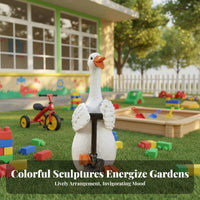 Cartoon Duck Statue Weather Resistant Resin Duck Figurine Adorable Resin Animal Figure for Landscaping, Kindergarten, Patio
