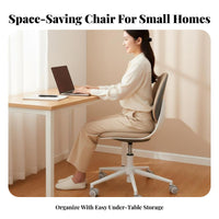Armless Rolling Task Chair Minimalist Design Armless Upholstered Chair for Women