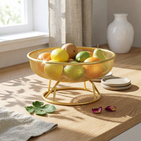 Mesh Fruit Basket Rolled rimed Metal Basket Shallow Tableware