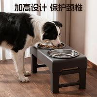 跨境高架升降一体式宠物碗-304不锈钢猫碗狗碗喂食器宠物用品批发