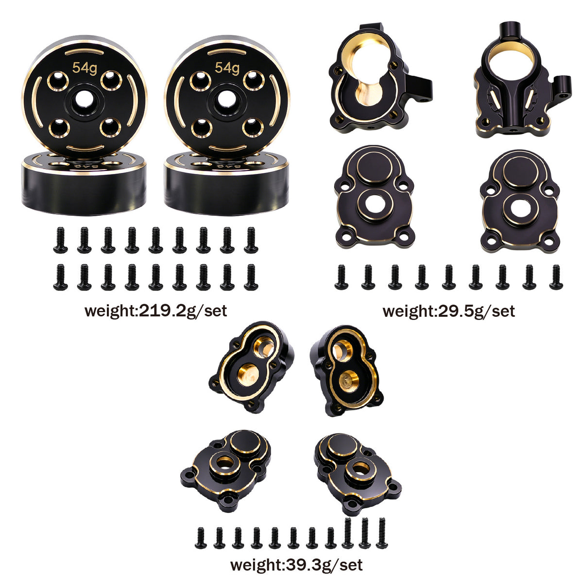 1/18 MJX H18P Brass Front and Rear Axle Weight, Front C-Hub, Steering Knuckle, Hex Adapter for RC Car