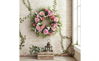 flower wreath Pink Rose and Blueberry Wreath Flower Garland for Wall Decor, Farmhouse, Wedding