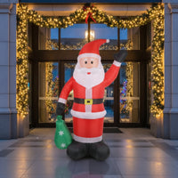 Inflatable Santa with Sack Waving Inflatable Santa Outdoor Festive for Homeowners, Yard, Front Lawn
