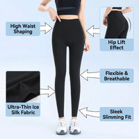 Leggings for Women UK High Waist Gym with Cooling Material, Breathable Stretch Workout Tights for Summer, Plus Size