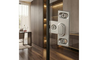 304 Stainless Steel Hydraulic Glass Hinge Soft Close Square Glass Clamp Hinge Quiet Closing Cabinet Hardware