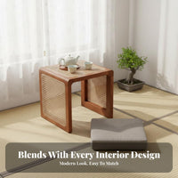 Rattan Cube Stool Versatile Multi-Purpose Low Seat Handmade Look for Living Room