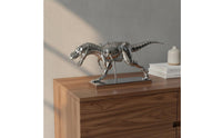 Shiny Tyrannosaurus Sculpture Long-Lasting Material Silver Dinosaur Figurine