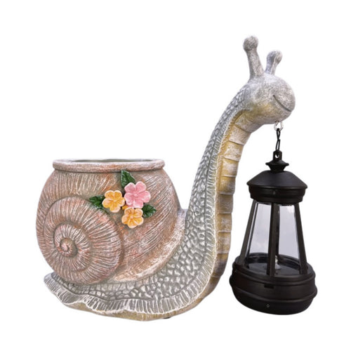 Planter with Lantern Whimsical Garden Ornament Textured for Patio
