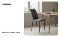 Upholstered Slim-Leg Seat Modern Look Dining Chair Minimalist Design Ergonomic Backrest for Home Residents, Adults, Living Room