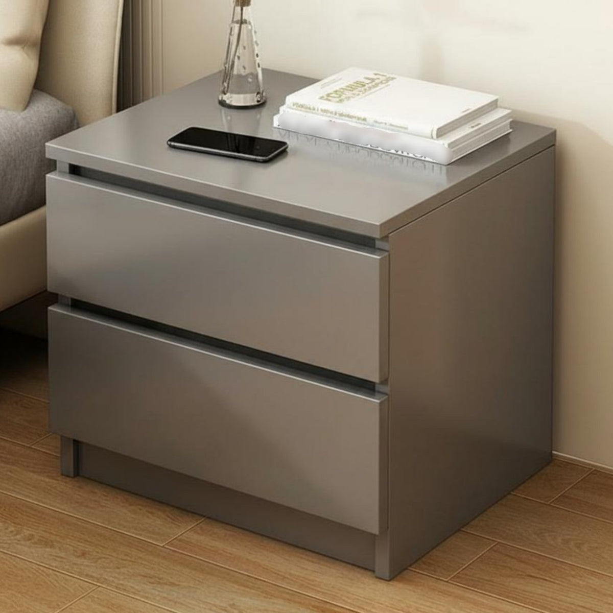 2-Drawer End Table Compact Size Nightstand Large Capacity Storage for Dorm Room