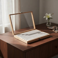 Wood Grain Jewelry Box Large Capacity Jewelry Display Case Stackable Storage Case Soft Luxurious Material Lining Metal Clasp
