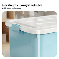 Clear Stackable Bin with Lid and Casters Large Capacity Organizer Box Debris-resistantResistant Long-Lasting for Families