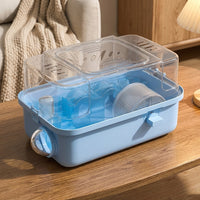 Syrian Hamster Cage, 2-Level Transparent Hamster Cage for Golden Hamster, Large Space Rectangular Portable Indoor Habitat with Carrying Handle