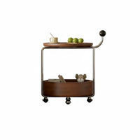 2-Tier Rolling End Table Rustic Minimalist Artistic Household Furniture Mobile with Casters Vintage Influenced for Homeowners
