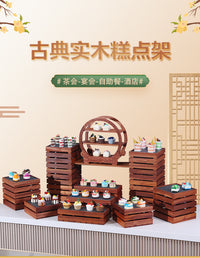 木质自助餐厅展示架茶歇糕点甜品摆台下午茶蛋糕寿司点心架子商用