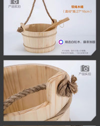 泡脚桶实木酒店汗蒸房桑拿房专用浇水小木桶汗蒸淋浴木勺水瓢内胆