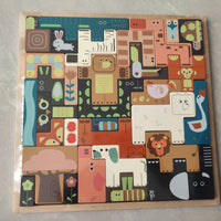 16 Pieces Develops Logical Thinking Creature Block-Matching Game Hand-Eye Coordination Wooden Creature Block Game Promotes Problem-Solving Stacking Building Blocks & Safe for Toddlers, Travel
