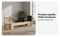 5 Pieces Pilates Reformer Bed Adjustable Resistance Pilates Reformer Machine Solid Wood Frame Core Training Bed for Adults, Gym, Recovery Center
