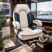 Marine Steering Chair Rounded Edges Upholstered Steering Chair Metal Side Supports Steersman Boat Seat