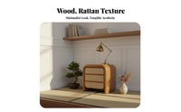 Wicker Front Bedside Cabinet Rattan Design Nightstand space-saving Size for Entryway