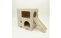 Interactive Toy Wooden Hamster House with Ramp Easy Assembly 2-Story Hamster Hideout for Pet Terrarium