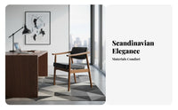 Wooden Dining Armchair with Padded Rear Nordic Design Upholstered Chair Thick Cushions Contouredd Armrests for Families