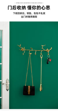 杰迪家居入户黄铜排钩挂衣架进门玄关壁挂轻奢衣柜树枝型衣帽挂钩