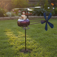 Chicken Helicopter Wind Vane Fun Design Rooster Helicopter for Patio