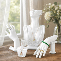 4 Pieces Smooth Jewelry Mannequin Display Set White Bust Holder Versatile Necklace Bust Mannequin Sturdy for Jewelers