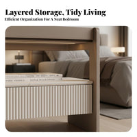 Nightstand with Drawers and Shelf Charging Single-Drawer Table with Shelf Minimalist Design Bedside Cabinet for Students, Hotel Room, Hallway