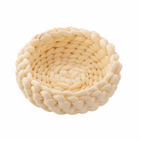 Chunky Knit Cat Bed Handcrafted Look Crochet Pet Resting Place Vegan Woven Cat Nest for Cats, Indoor