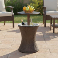 Outdoor Ice Bin Table Weather-resistantResistant Rattan Ice Table Portable