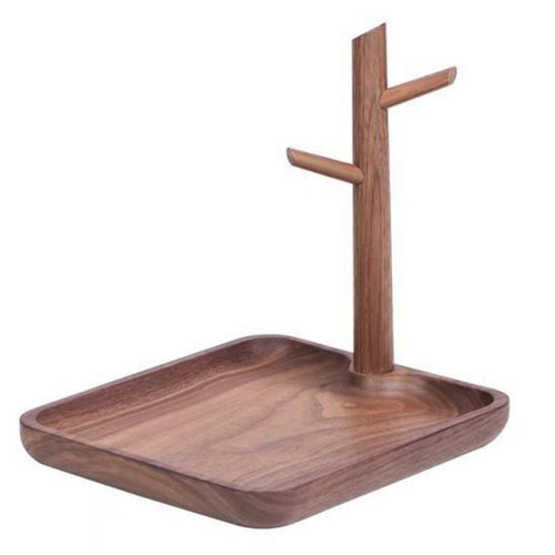 Wooden Organizer with Hooks Compact Holder Multi-Functional for Desktop, Dresser