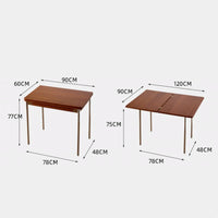 Folding Dining Table Foldable Drop Leaf Retro Rubberwood Stainless Steel Kitchen Table Space Saving Design Suitable for Couples Students Living Room Balcony Home Office