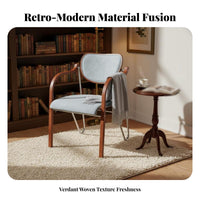 French Retro Design Upholstered Armchair with Wooden Arms Soft Upholstery Upholstered Armchair Ergonomic Backrest Living Room Seating Thickly paddinged for Homeowners, Interior Designers, Readers, Bedroom, Reception Area, perusing corner, Home Office