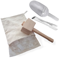 Canvas Ice Bag with Wooden Mallet and Ice Scoop Set, FDA Certified