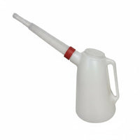 Clear Measurement Scale 5L Plastic Oil Can with Spout Leak-Proof Car Engine Oil Filler Pitcher Ergonomic Handle Long Spout Measuring Jug Resistant for Mechanics, DIYers, Auto Repair Shop, Workshop, Garage