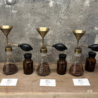 Glass Aroma Bottle with Vintage Metal Funnel for Coffee Beans and Essential Oils