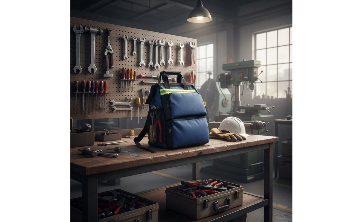 Canvas Repairman Tool Bag Wear-Resistant Heavy-Duty Tool Backpack Reflective Strip Multi-Compartment Electrician Backpack for Electricians