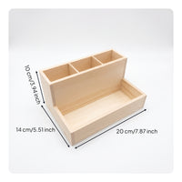 Slanted Design Wood Desktop Organizer Divided Compartments Tiered Tray Organizer Open Desktop Storage Rectangular